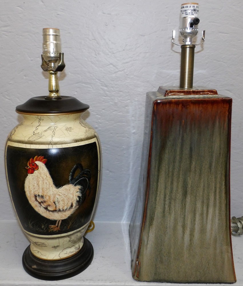 Painted Porcelain Lamp & Pottery Lamp (1 of 3)