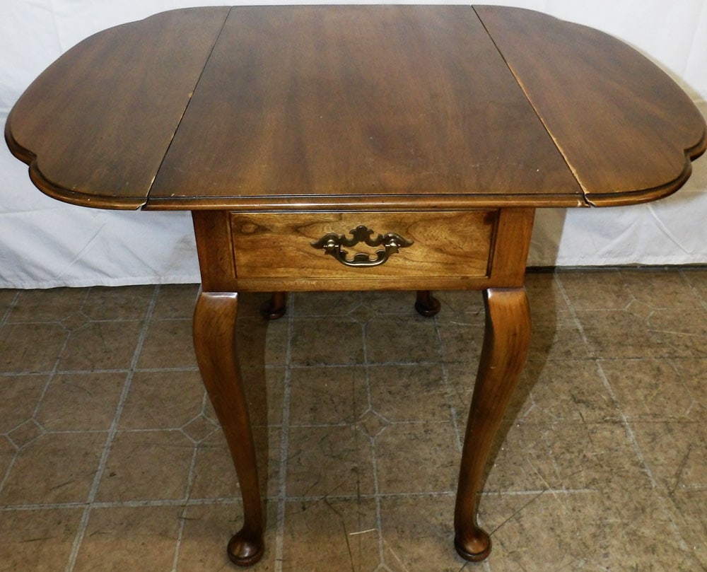 Cherry Drop Leaf One Drawer Table By Statton - 2