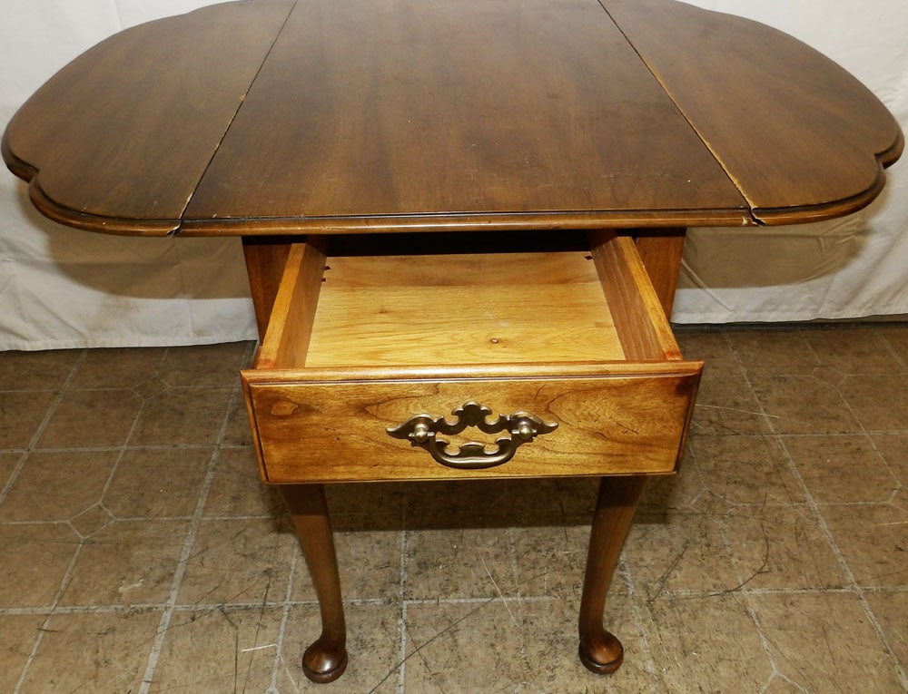 Cherry Drop Leaf One Drawer Table By Statton - 4