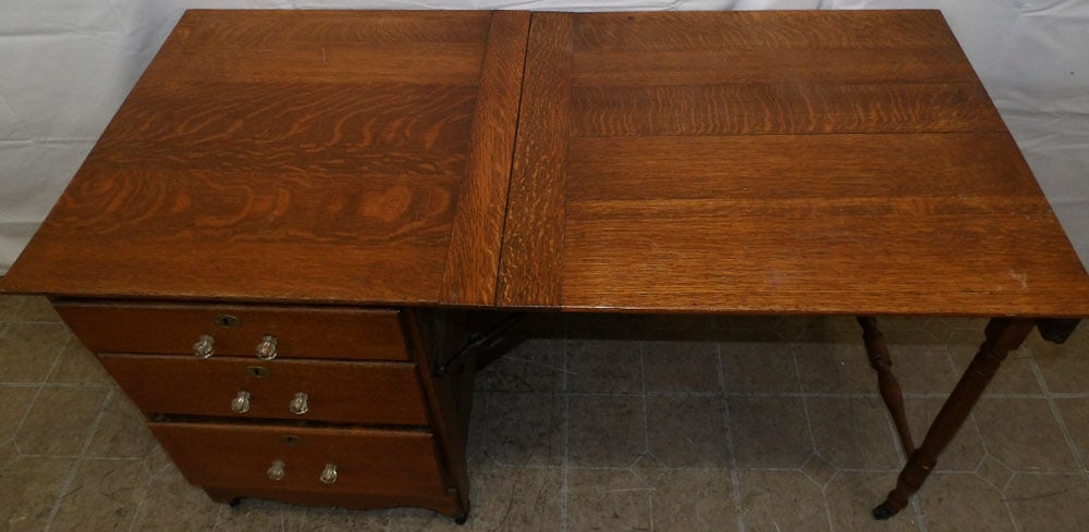 Antique Oak Folding Desk - 2