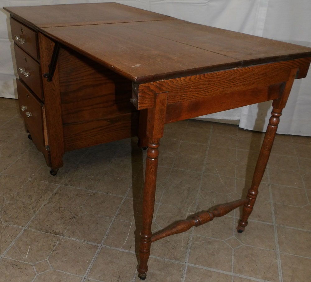 Antique Oak Folding Desk - 5