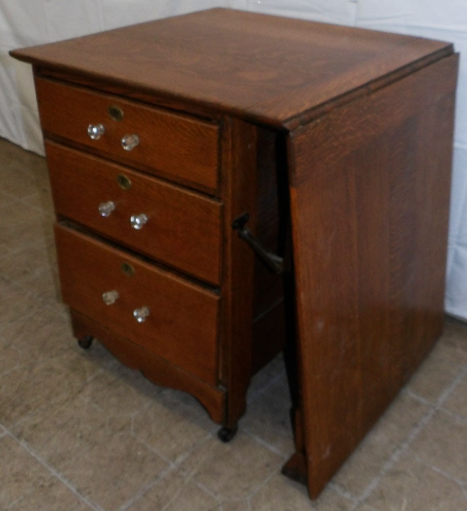 Antique Oak Folding Desk - 6