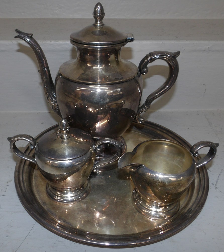 4 Piece Silver Plate Tea Set (1 of 6)