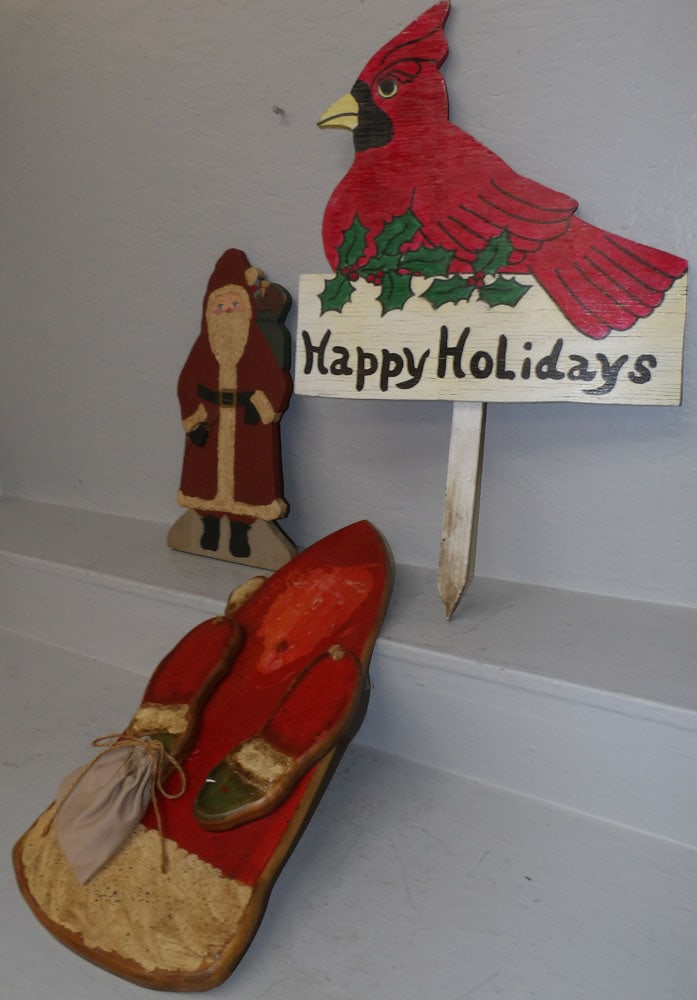 Three Painted Wood Cutouts - 3