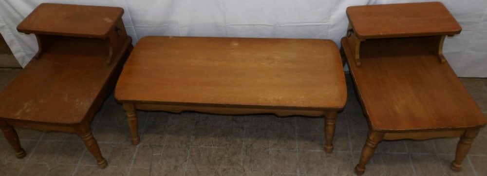 Two Maple End Tables & Coffee Table - 2