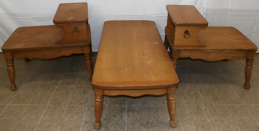 Two Maple End Tables & Coffee Table - 3