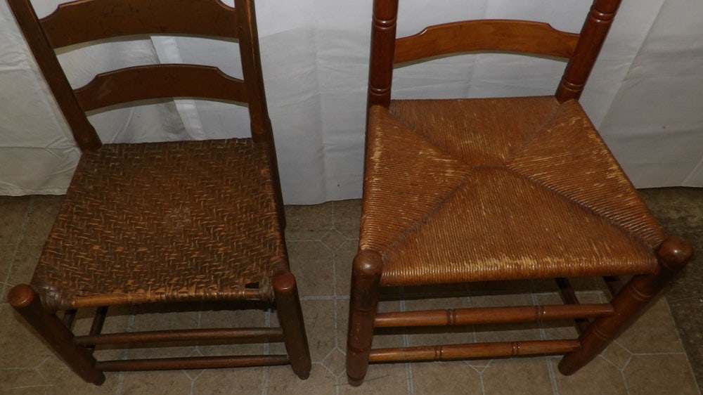 Two Antique Ladder Back Side Chairs - 2