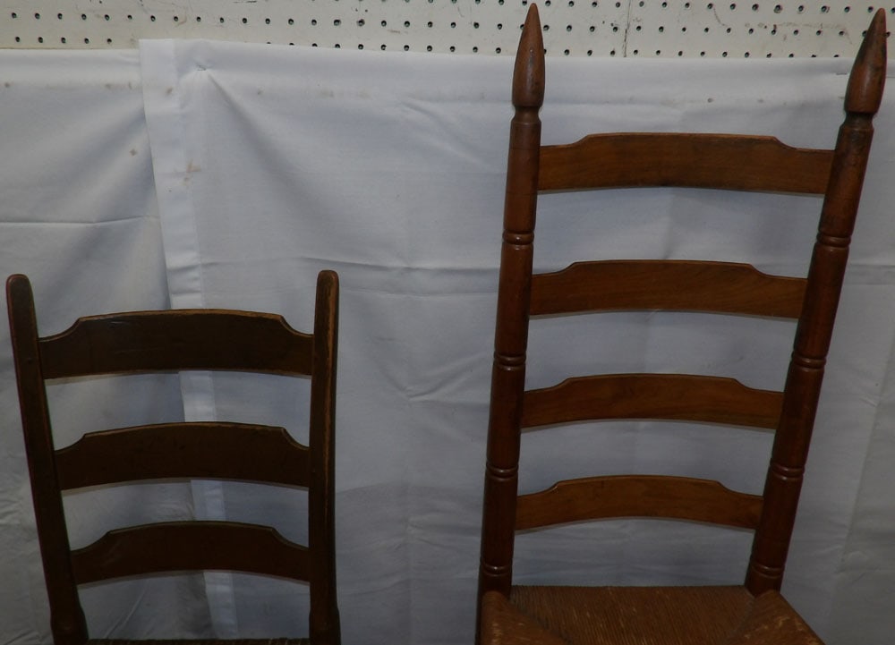 Two Antique Ladder Back Side Chairs - 3