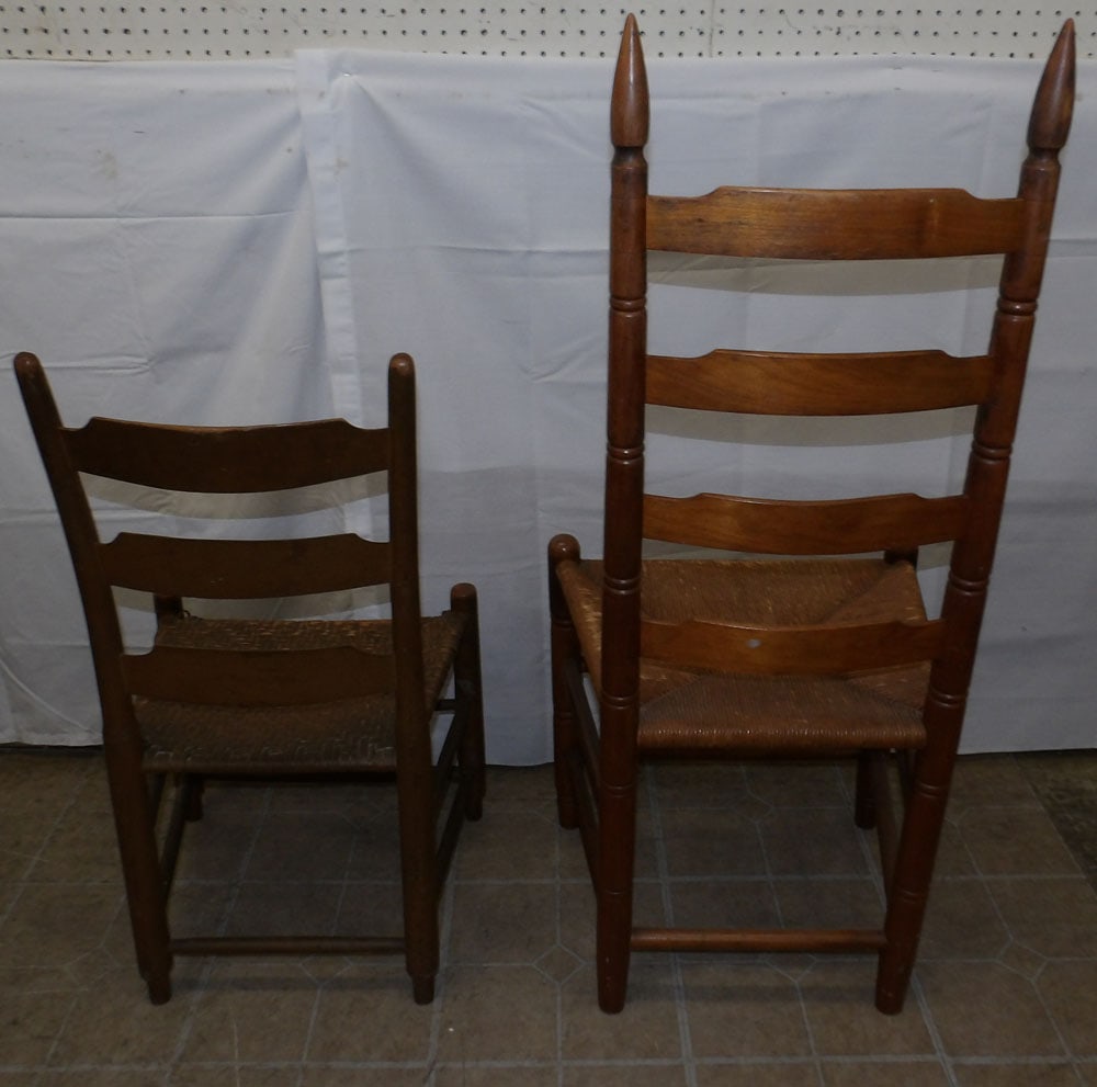 Two Antique Ladder Back Side Chairs - 5