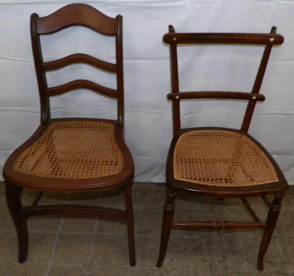 Two Antique Walnut Cane Bottom Side Chairs (1 of 5)
