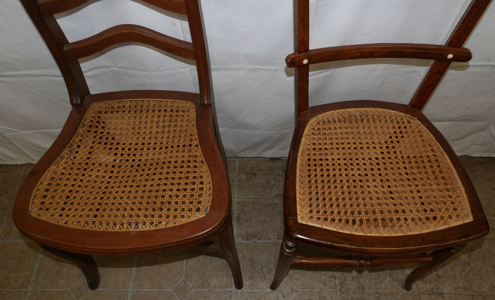 Two Antique Walnut Cane Bottom Side Chairs - 2