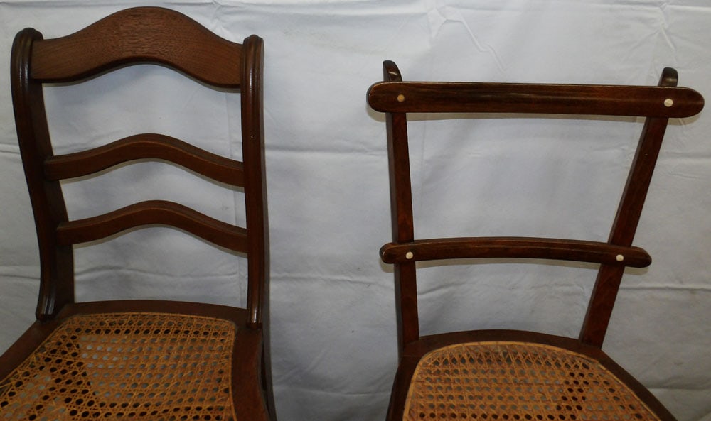 Two Antique Walnut Cane Bottom Side Chairs - 3