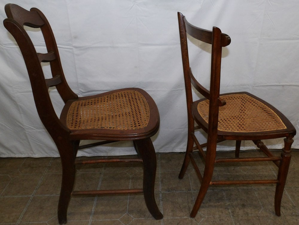 Two Antique Walnut Cane Bottom Side Chairs - 4