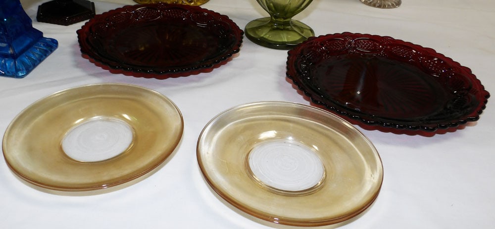 Lot Colored Glass Items - 6