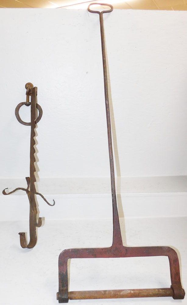 19th C Forged Iron Fire Place Rack & Floor Cutter (1 of 5)