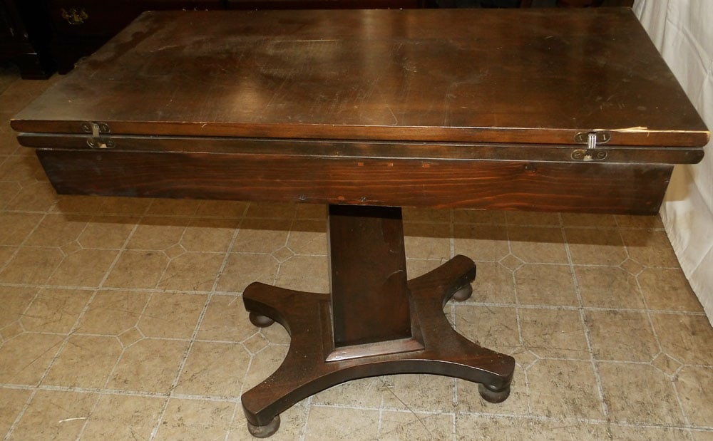 Antique Pine Fold Over Top Game Table - 6