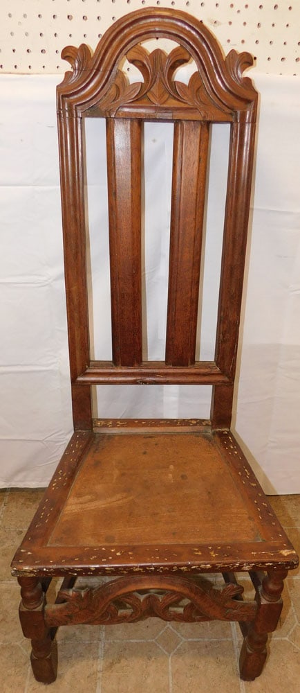 19th Century Walnut High Back Side Chair (1 of 5)