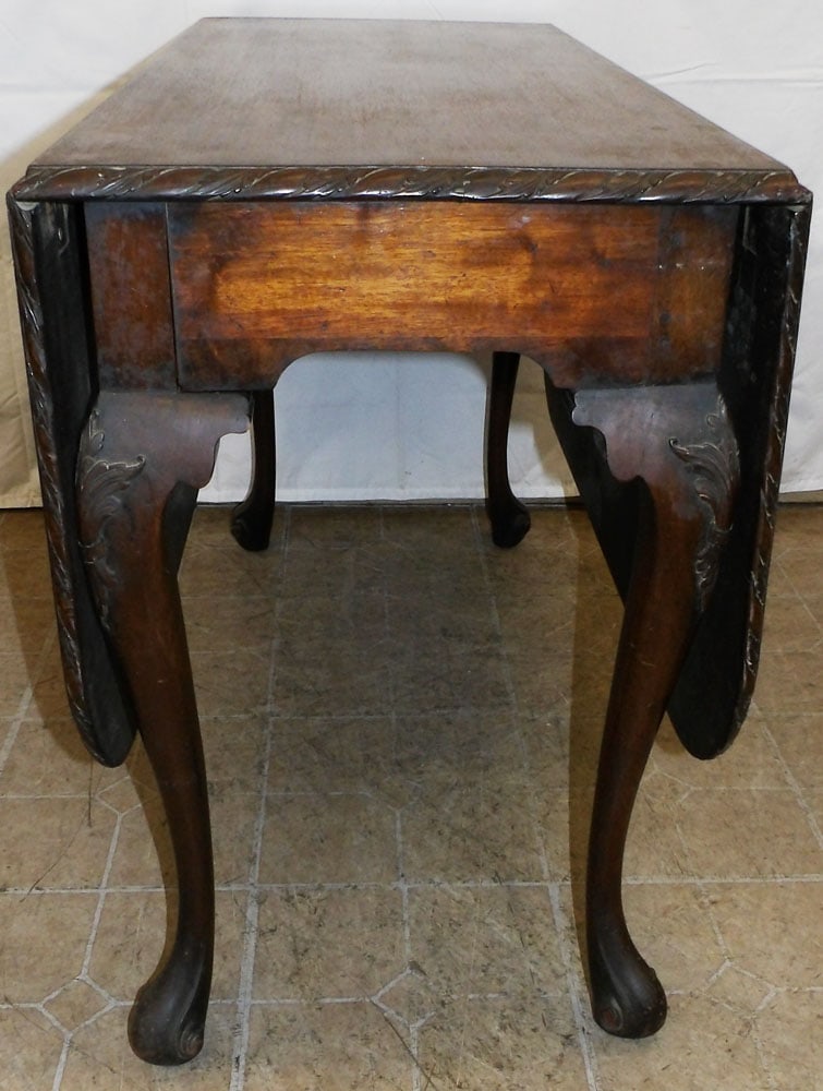 19th Century Mahogany Carved Drop Leaf Dining Table (1 of 4)
