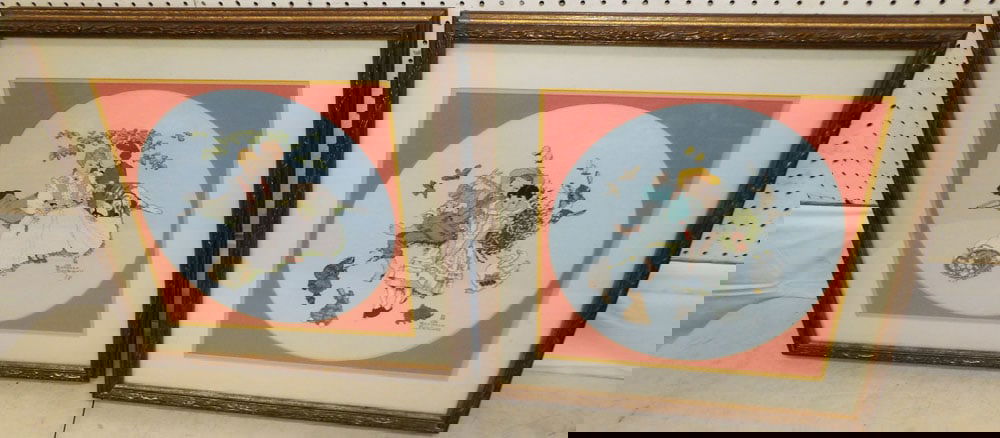 Two Framed Needleworks: Two Framed Needleworks. Up to 24" x 24" "ALL DESCRIPTIONS AND ANY CONDITION STATEMENT GIVEN BY LANGSTON AUCTION GALLERY ARE STRICTLY OPINIONS AND LANGSTON'S SHALL HAVE NO RESPONSIBILITY FOR ERRORS