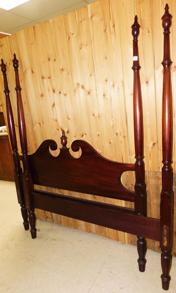 Mahogany Four Post Full Size Bed (no rails) (1 of 2)