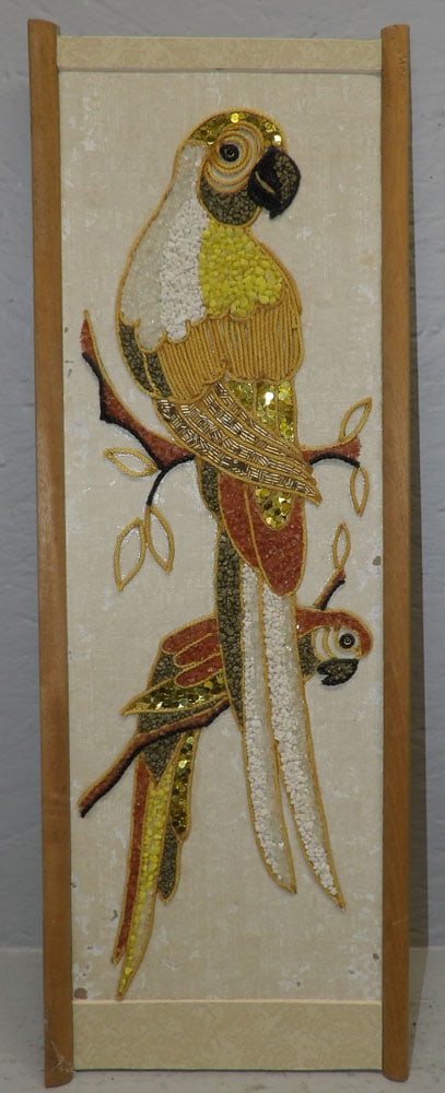 Framed Bird Collage & Framed Stump Work - 2