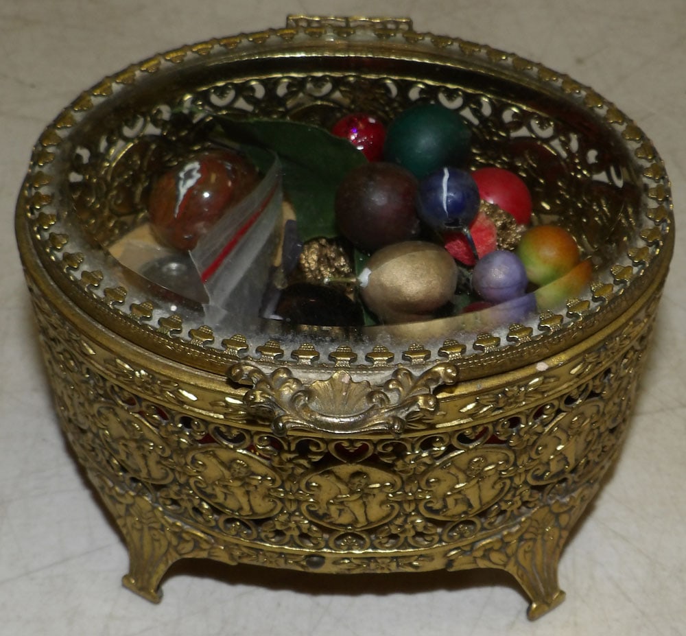 Gilded Metal & Glass Dresser Box (1 of 4)