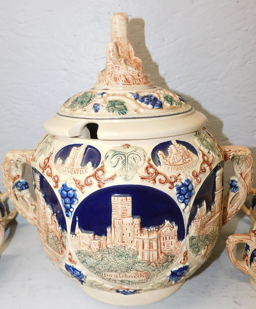 Ten Piece German Pottery Cider Set - 2