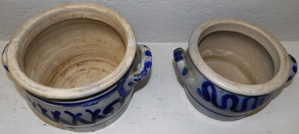 Two Blue Decorated Stoneware Crocks - 5