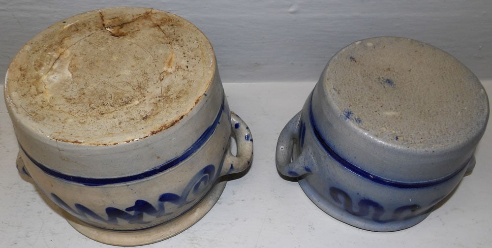 Two Blue Decorated Stoneware Crocks - 7