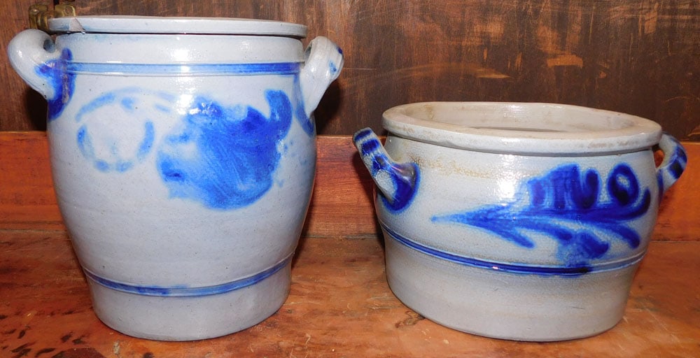 Two Blue Decorated Stoneware Crocks (1 of 4)