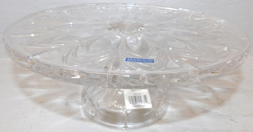 Marquis Waterford Crystal Cake Plate in Box: Marquis Waterford Crystal Cake Plate in Box . Box: 5 1/4" H 11 3/4" W 11 1/4" D ALL DESCRIPTIONS AND ANY CONDITION STATEMENT GIVEN BY LANGSTON AUCTION GALLERY ARE STRICTLY OPINIONS AND LANGSTON'S