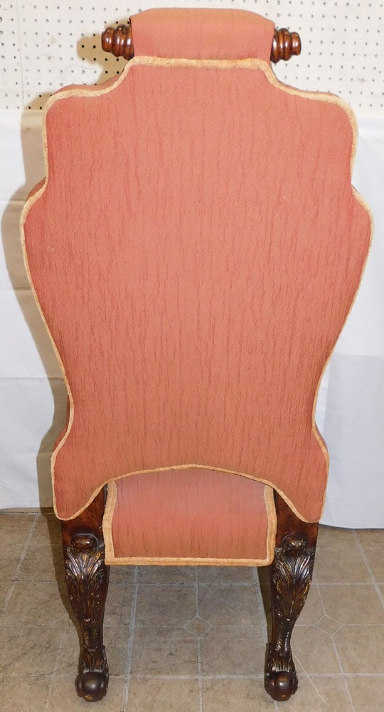 Carved Walnut & Upholstered Side Chair - 4