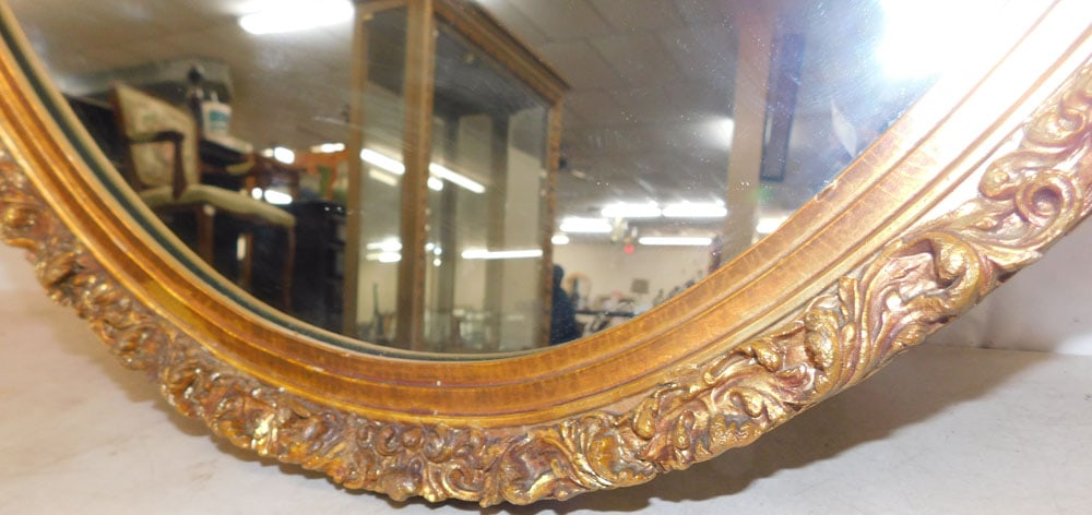 Gilded Frame Oval Mirror - 2