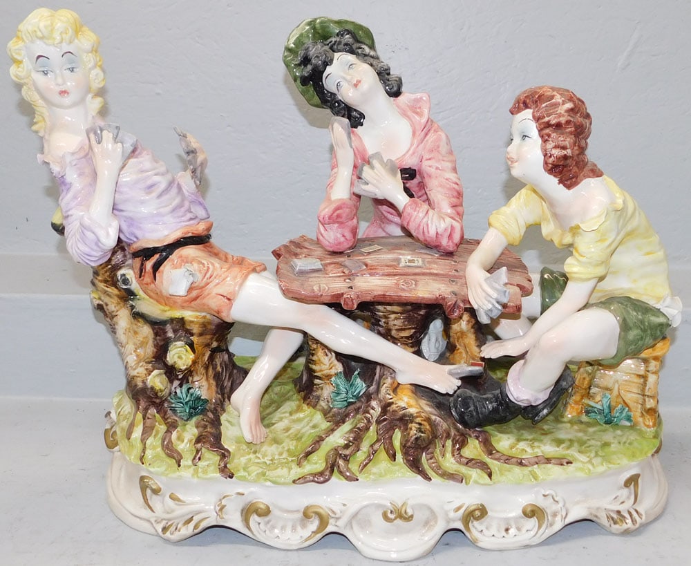 Large Capodimonte Porcelain Figural Centerpiece of Three Young Women (1 of 8)