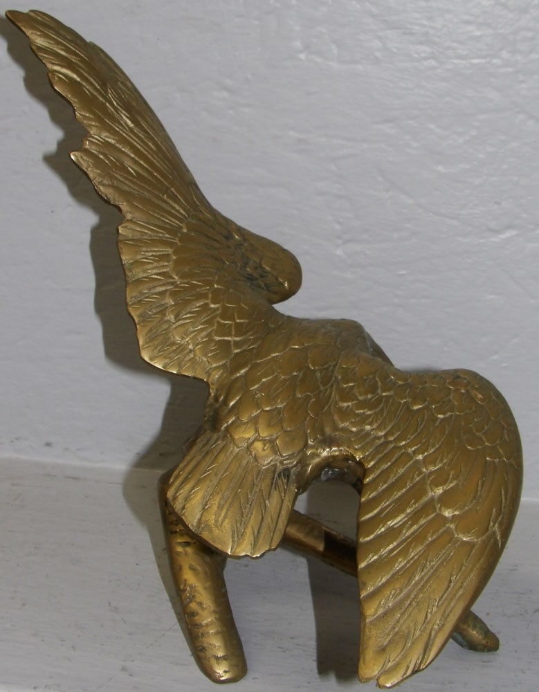 Cast Brass Open Wing Eagle Perched on Branch Statue - 3