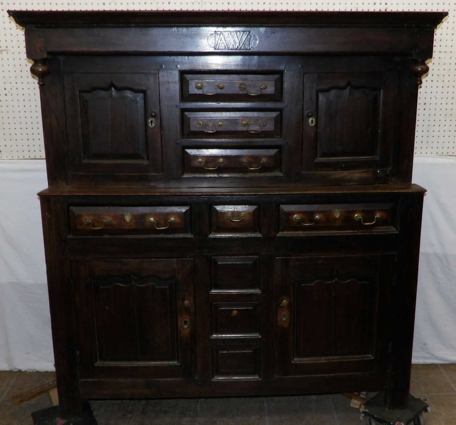 18th Century English Oak Two Piece Court Cupboard (1 of 9)