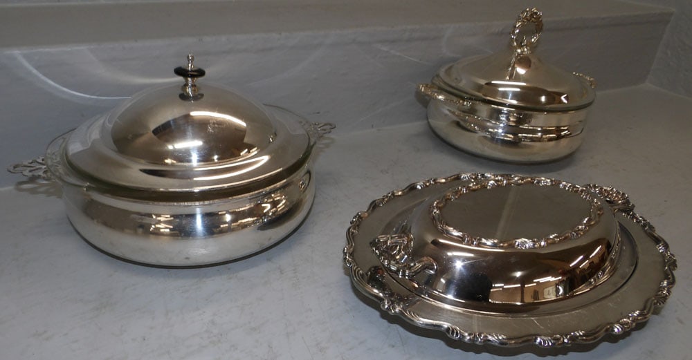 Three Silverplated Covered Dishes - 2