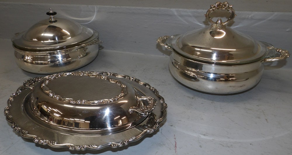 Three Silverplated Covered Dishes - 3