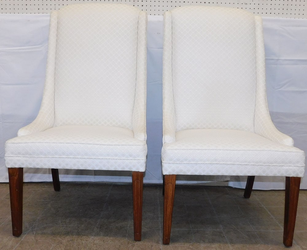 Pair of Walnut & Upholstered Chairs (1 of 5)