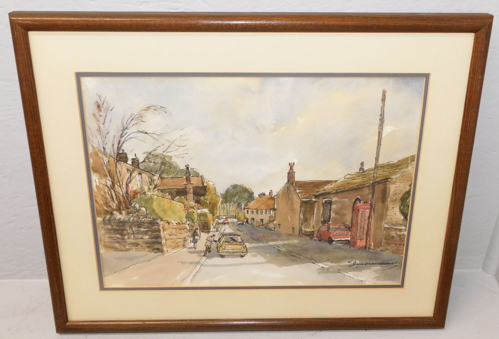 Framed Watercolor Painting of European Historical Town Street Scene Artist Signed: Framed Watercolor Painting of European Historical Town Street Scene Artist Signed. 23 3/4" x 18 3/4" ALL DESCRIPTIONS AND ANY CONDITION STATEMENT GIVEN BY LANGSTON AUCTION GALLERY ARE STRICTLY OPINION