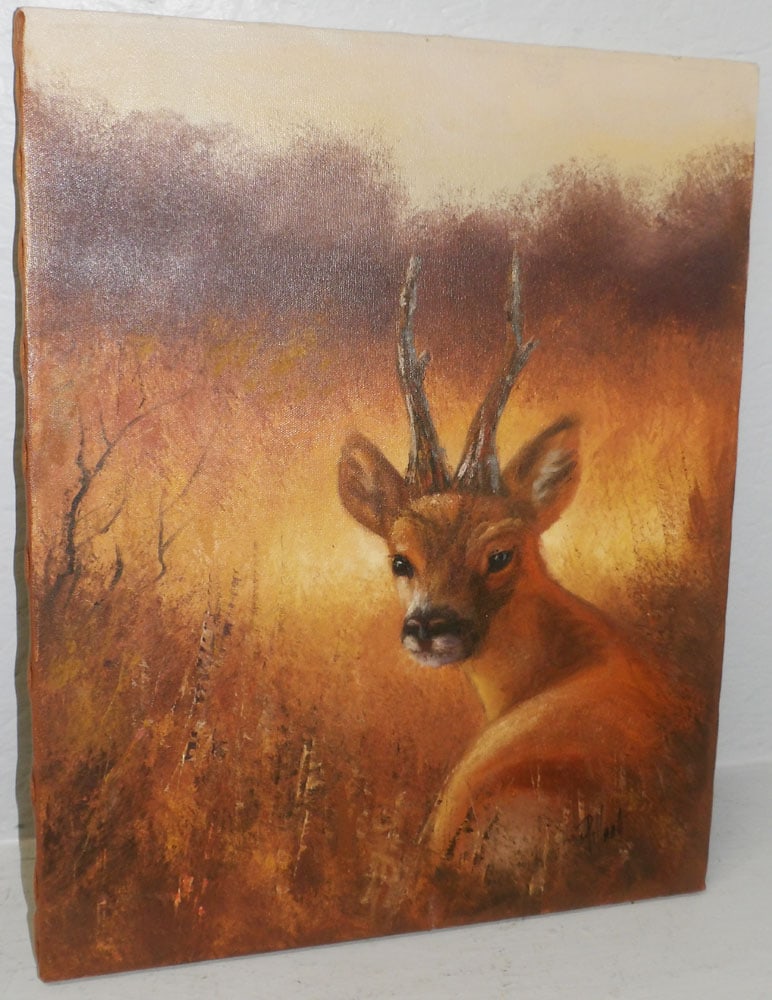 Oil On Canvas "Deer in Tall Grass" Signed by Lynne Pittard: Oil On Canvas "Deer in Tall Grass" Signed by Lynne Pittard. 20 1/4" x 16" ALL DESCRIPTIONS AND ANY CONDITION STATEMENT GIVEN BY LANGSTON AUCTION GALLERY ARE STRICTLY OPINIONS AND LANGSTON'S SHALL