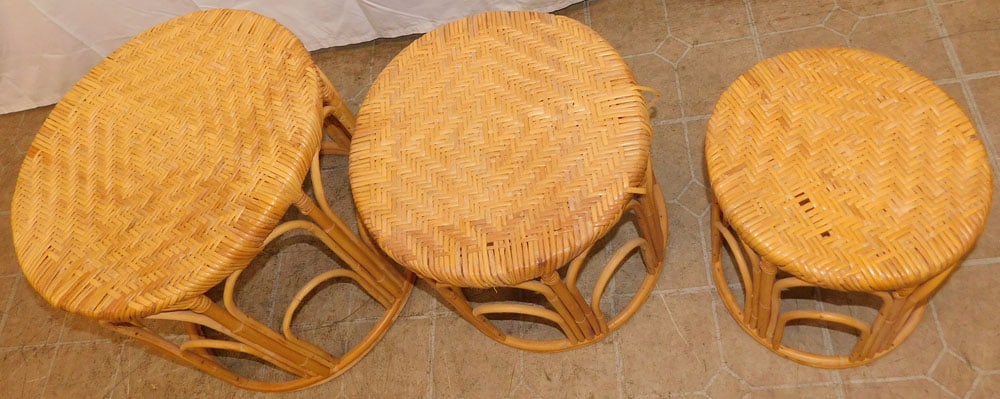 Three Graduated Rattan Nesting Stands - 3
