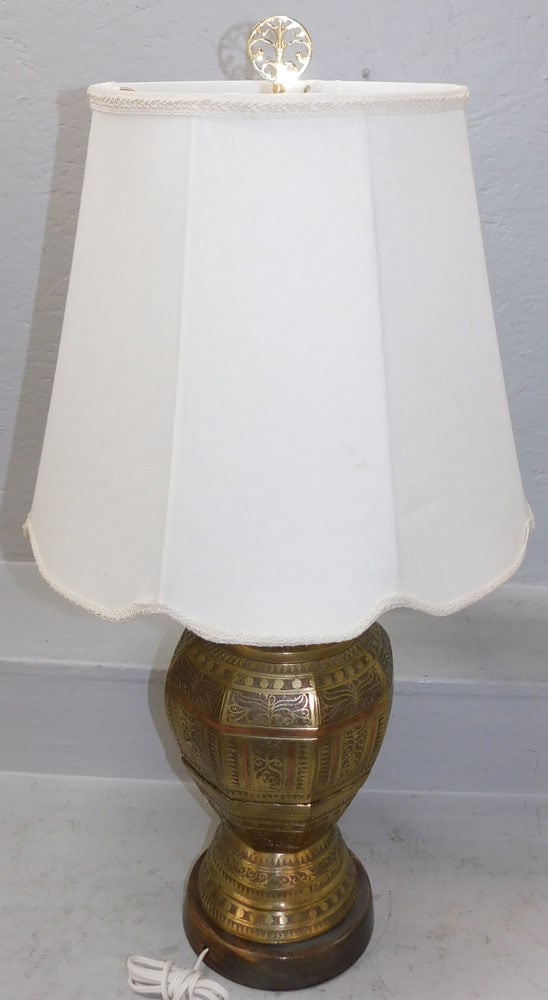 Oriental Brass Urn Made Into Lamp (1 of 4)