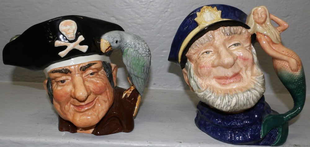 Two Royal Doulton Toby Mugs: Two Royal Doulton Toby Mugs . Up to 7 1/4" H 8" W ALL DESCRIPTIONS AND ANY CONDITION STATEMENT GIVEN BY LANGSTON AUCTION GALLERY ARE STRICTLY OPINIONS AND LANGSTON'S SHALL HAVE NO RESPONSIBILITY FOR