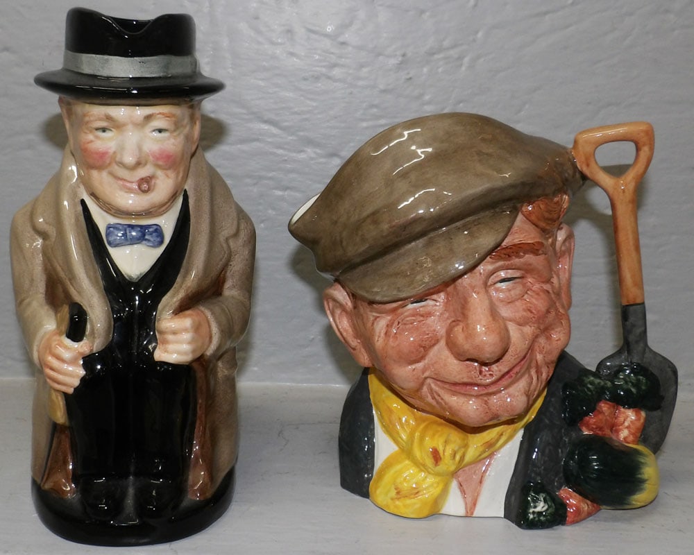 Two Royal Doulton Toby Mugs: Two Royal Doulton Toby Mugs . Up to 9" H 5 3/4" W ALL DESCRIPTIONS AND ANY CONDITION STATEMENT GIVEN BY LANGSTON AUCTION GALLERY ARE STRICTLY OPINIONS AND LANGSTON'S SHALL HAVE NO RESPONSIBILITY FOR