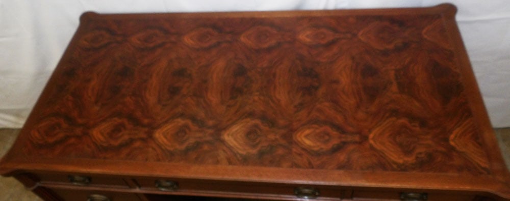 Burled Walnut Nine Drawer Desk with Fluted Corner Columns - 2