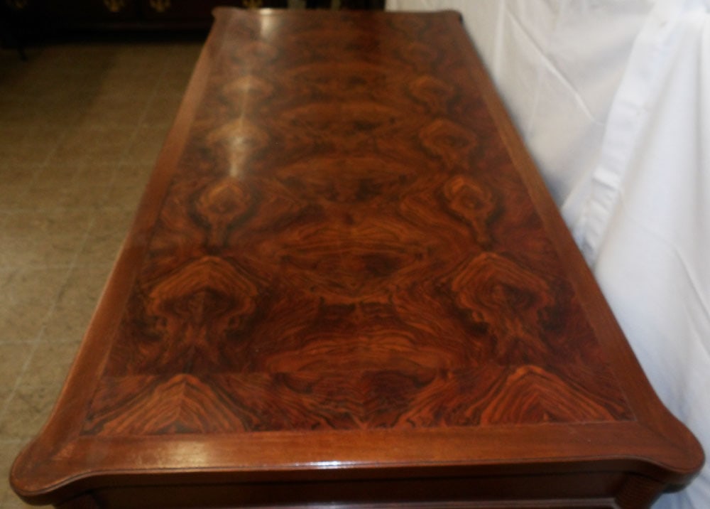 Burled Walnut Nine Drawer Desk with Fluted Corner Columns - 3