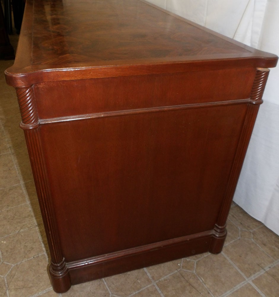 Burled Walnut Nine Drawer Desk with Fluted Corner Columns - 5