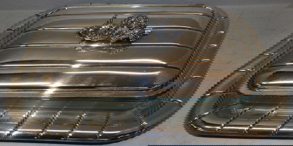 Silverplated & Glass Covered Casserole with Under Tray (1 of 5)
