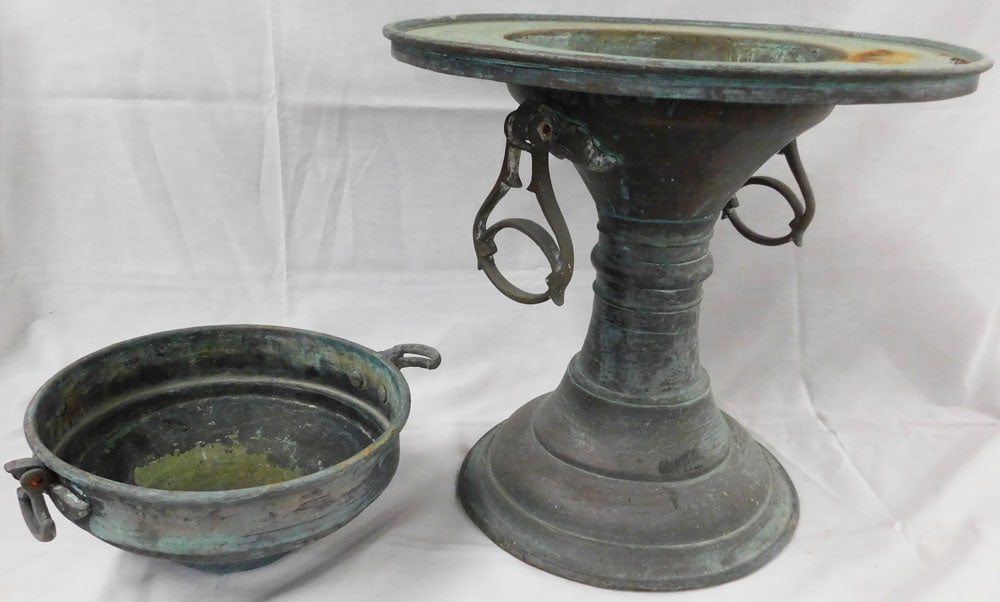 Antique Two Piece Brass Planter - 3